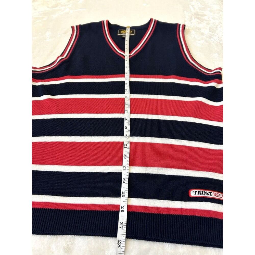 Trust Relax Knit V-Neck Striped Vest Sz M Red/White/Blue Nautical Preppy VTG - Picture 4 of 7